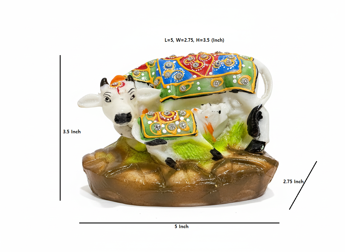 handcrafted resin cow with calf idol for home decor, vastu & living room decorative showpiece 7.62 cm (resin, white, pink) handcrafted resin cow with calf idol for home decor, vastu & living room decorative showpiece 7.62 cm (resin, white, pink)
