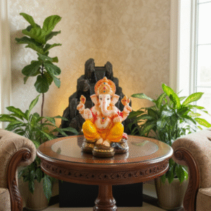 Home red lal ganesh ji idol for home, mandir, car dashboard decor & gifting 6.5in decorative showpiece 16.51 cm (resin, multicolor, orange)