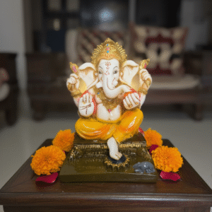 Home vinayaka ganesha idol for home decor, pooja room, mandir display & gifting 6.5in decorative showpiece 17.78 cm (resin, multicolor, white)