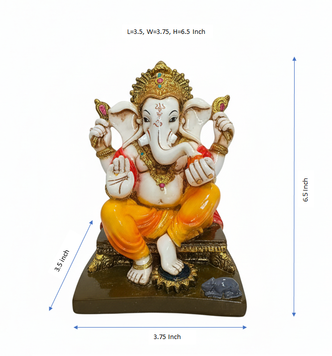 vinayaka ganesha idol for home decor, pooja room, mandir display & gifting 6.5in decorative showpiece 17.78 cm (resin, multicolor, white) vinayaka ganesha idol for home decor, pooja room, mandir display & gifting 6.5in decorative showpiece 17.78 cm (resin, multicolor, white)