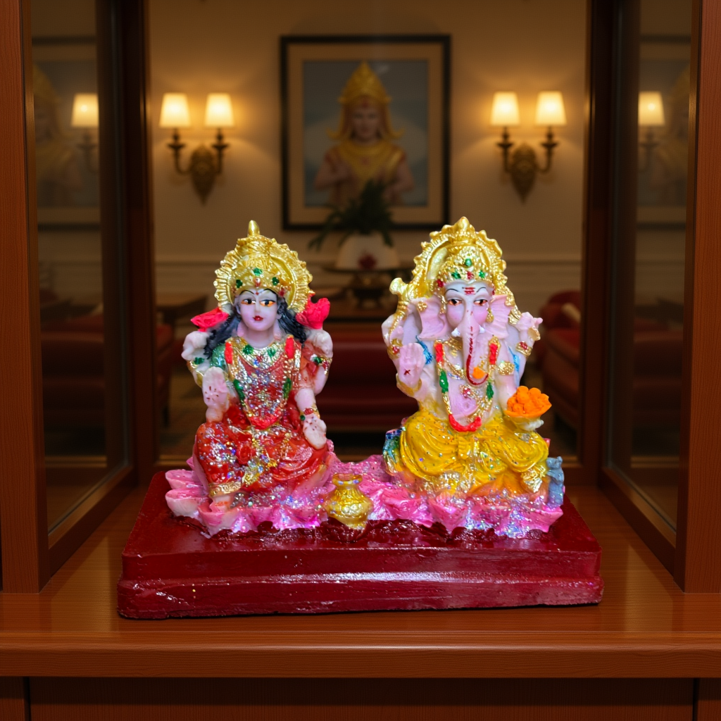 lakshmi ganesh idol for home temple, diwali pooja & décor – resin, 6.5 in decorative showpiece 11 cm (resin, multicolor, red) lakshmi ganesh idol for home temple, diwali pooja & décor – resin, 6.5 in decorative showpiece 11 cm (resin, multicolor, red)