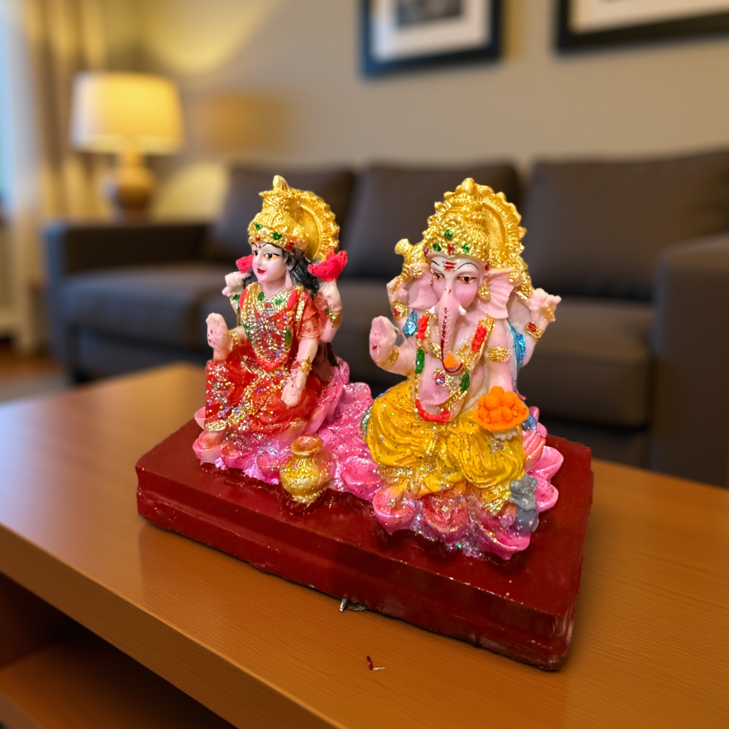 lakshmi ganesh idol for home temple, diwali pooja & décor – resin, 6.5 in decorative showpiece 11 cm (resin, multicolor, red) lakshmi ganesh idol for home temple, diwali pooja & décor – resin, 6.5 in decorative showpiece 11 cm (resin, multicolor, red)