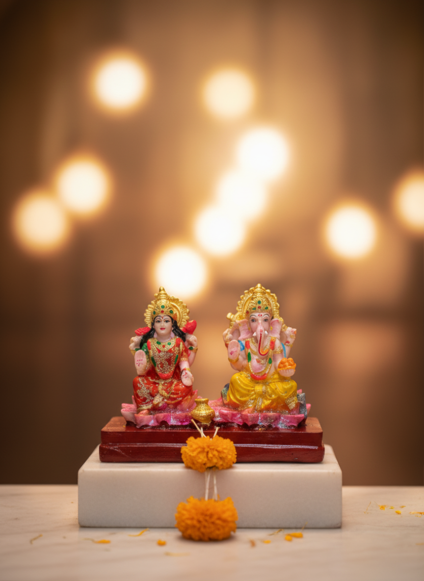 lakshmi ganesh idol for home temple, diwali pooja & décor – resin, 6.5 in decorative showpiece 11 cm (resin, multicolor, red) lakshmi ganesh idol for home temple, diwali pooja & décor – resin, 6.5 in decorative showpiece 11 cm (resin, multicolor, red)