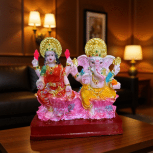 Home blessing lakshmi ganesh idol for diwali decor & home temple – resin 6 in decorative showpiece 15.24 cm (resin, multicolor, yellow)