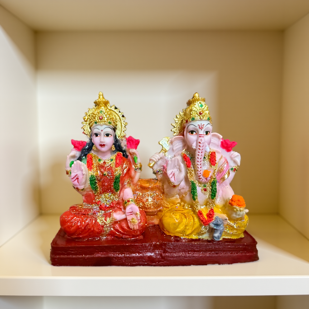 graceful lakshmi ganesh idol for temple, decor & diwali gifting – resin 5.5 in decorative showpiece 13.97 cm (resin, multicolor) graceful lakshmi ganesh idol for temple, decor & diwali gifting – resin 5.5 in decorative showpiece 13.97 cm (resin, multicolor)