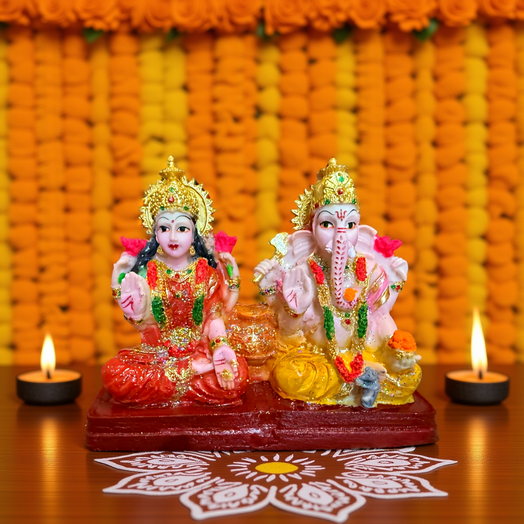 graceful lakshmi ganesh idol for temple, decor & diwali gifting – resin 5.5 in decorative showpiece 13.97 cm (resin, multicolor) graceful lakshmi ganesh idol for temple, decor & diwali gifting – resin 5.5 in decorative showpiece 13.97 cm (resin, multicolor)