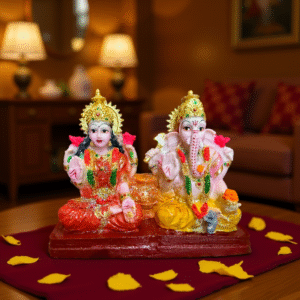 graceful lakshmi ganesh idol for temple, decor & diwali gifting – resin 5.5 in decorative showpiece 13.97 cm (resin, multicolor)