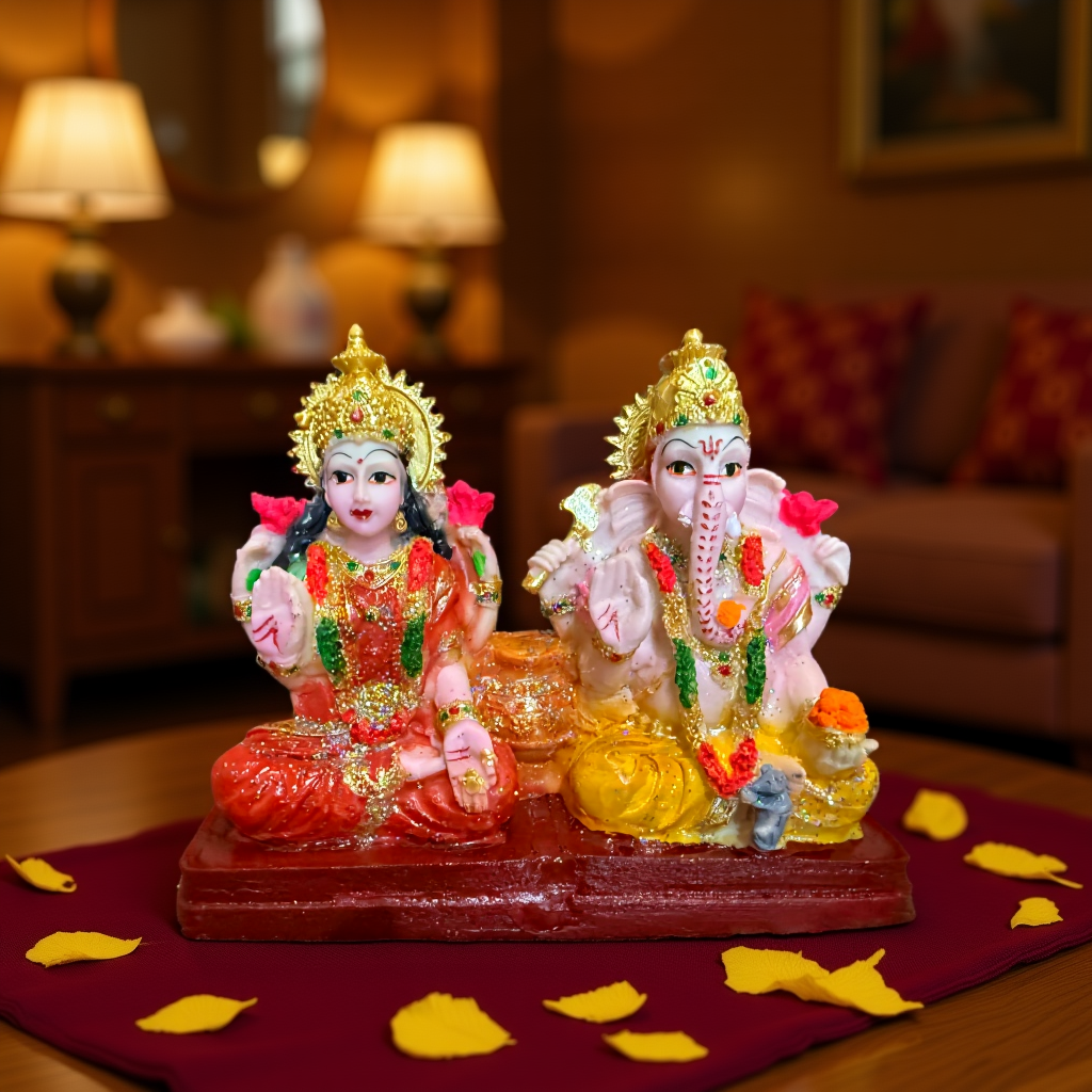 graceful lakshmi ganesh idol for temple, decor & diwali gifting – resin 5.5 in decorative showpiece 13.97 cm (resin, multicolor) graceful lakshmi ganesh idol for temple, decor & diwali gifting – resin 5.5 in decorative showpiece 13.97 cm (resin, multicolor)