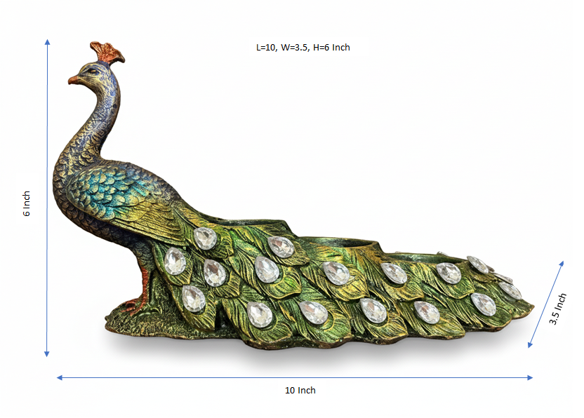 beautiful green & grey resin peacock figurine for living room home décor decorative showpiece 33.02 cm (resin, grey, green) beautiful green & grey resin peacock figurine for living room home décor decorative showpiece 33.02 cm (resin, grey, green)