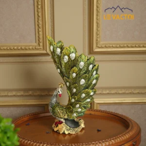 handcrafted peacock figurine vase | traditional indian decor & elegant showpiece decorative showpiece 15 cm (resin, multicolor)