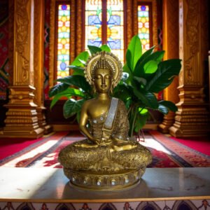 Home serene buddha figurine for spiritual decor, meditation & peaceful living spaces decorative showpiece 15 cm (ceramic, gold)