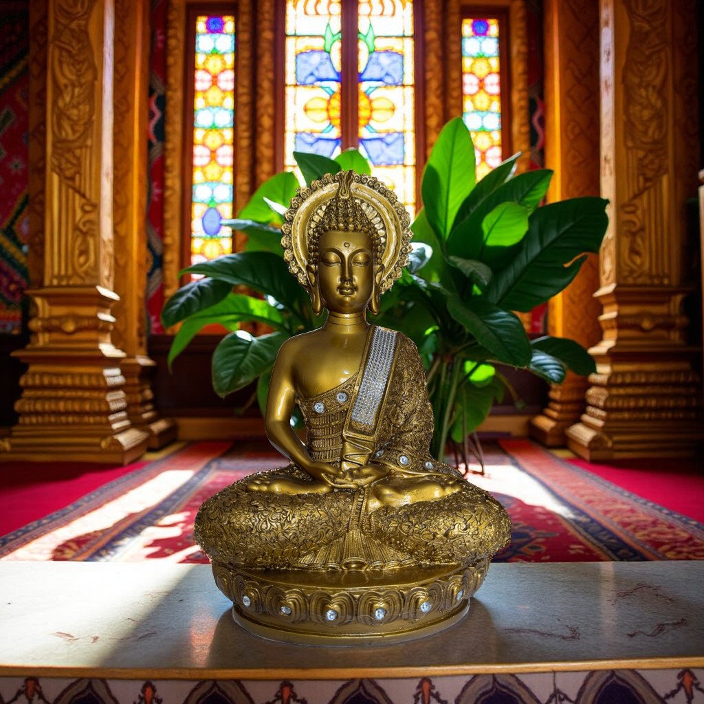 serene buddha figurine for spiritual decor, meditation & peaceful living spaces decorative showpiece 15 cm (ceramic, gold) serene buddha figurine for spiritual decor, meditation & peaceful living spaces decorative showpiece 15 cm (ceramic, gold)